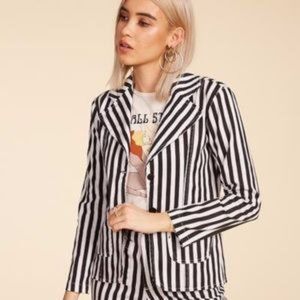 Sugarhigh Lovestoned White & Black Striped Cotton Jacket